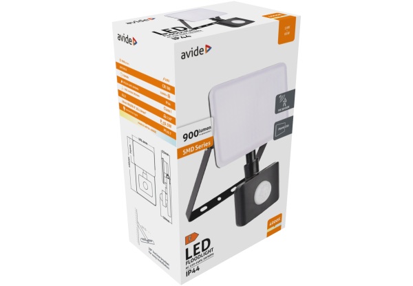 Avide LED Reflektor Slim SMD Keret nélküli 10W NW 4000K Mozgásérzékelős PIR Keret nélküli
