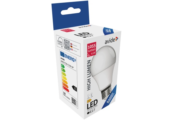 Avide LED Globe A60 9.5W E27 CW 6400K Gömb