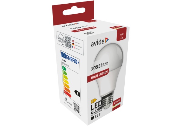 Avide LED Globe A60 9.5W E27 EW 2700K Gömb