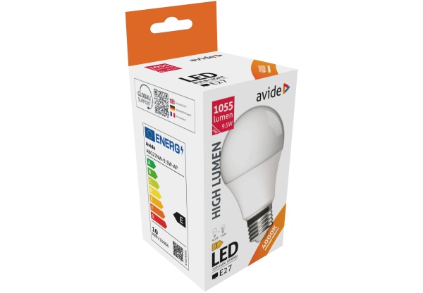 Avide LED Globe A60 9.5W E27 NW 4000K Gömb