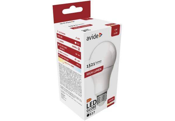 Avide LED Globe A60 13W E27 WW 3000K Gömb