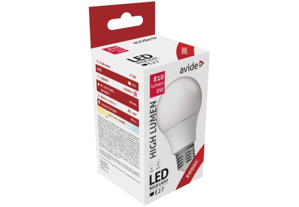 Avide LED Globe A60 8W E27 WW 3000K Gömb