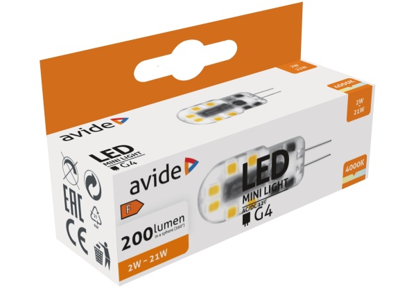 Avide LED 2W G4 NW 4000K Fekvő Kapszula