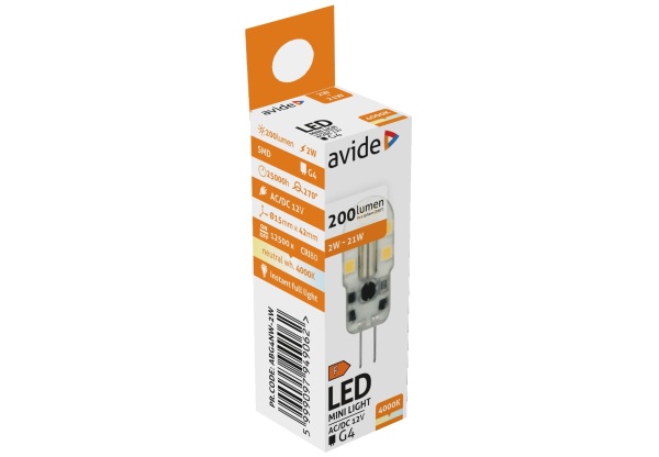 Avide LED 2W G4 NW 4000K Kapszula