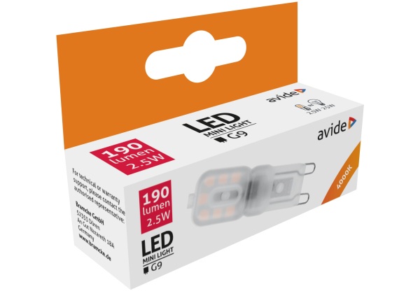 Avide LED 2.5W G9 NW 4000K fekvő Kapszula