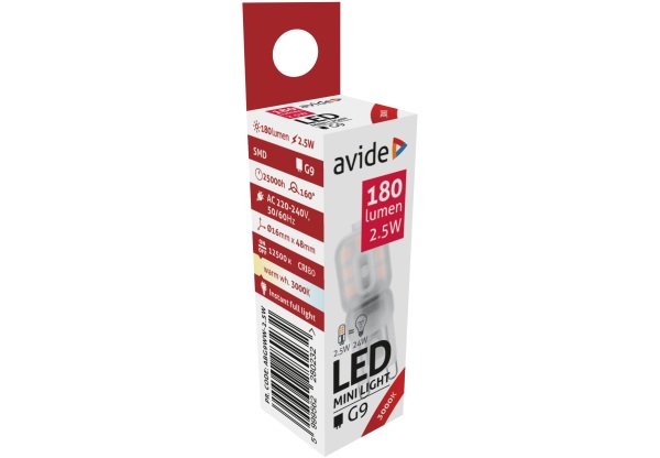 Avide LED 2.5W G9 WW 3000K Kapszula