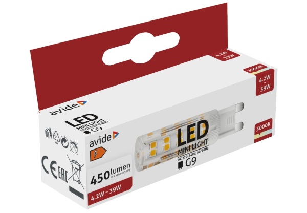 Avide LED 4.2W G9 WW 3000K fekvő Kapszula