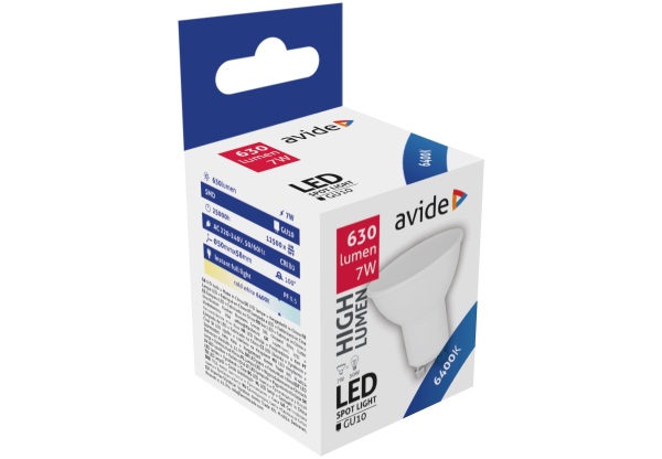 Avide LED Spot Alu+plastic 7W GU10 CW 6400K Szpot