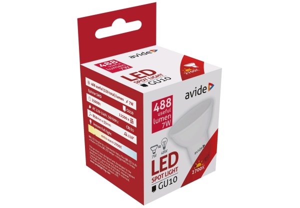 Avide LED Spot Alu+plastic 7W GU10 EW 2700K Szpot