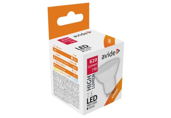 Avide LED Spot Alu+plastic 7W GU10 NW 4000K Szpot