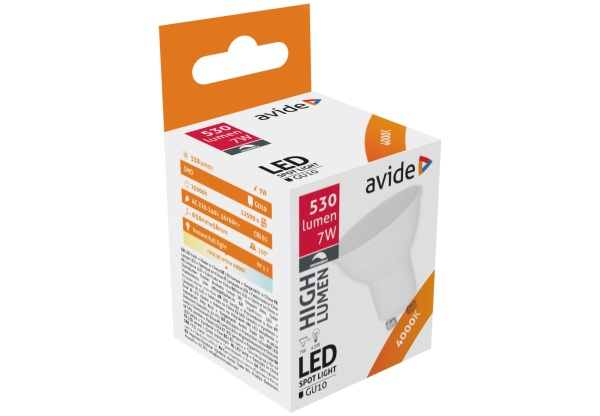 Avide LED Spot Plastic Fényerőszabályzós 7W GU10 NW 4000K Szpot