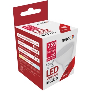 Avide LED Spot Alu+plastic 4W GU10 WW 3000K Szpot