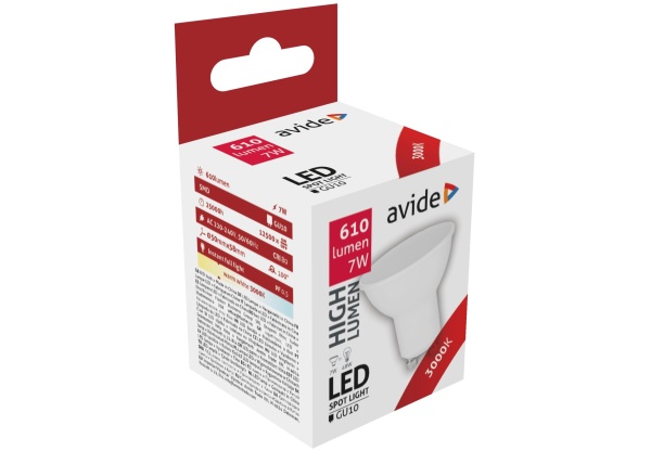 Avide LED Spot Alu+plastic 7W GU10 WW 3000K Szpot