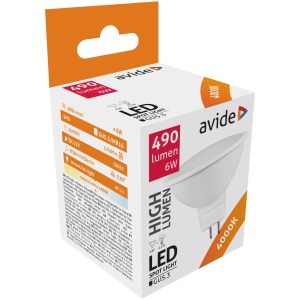 Avide LED Spot ALU+plastic 6W GU5.3 12V NW 4000K Szpot