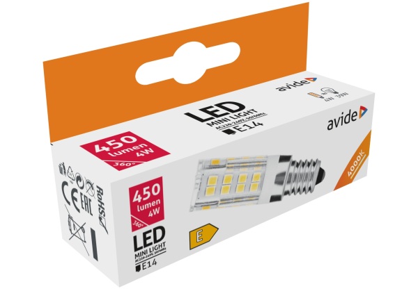 Avide LED 4W JD E14 NW 4000K fekvő Kapszula