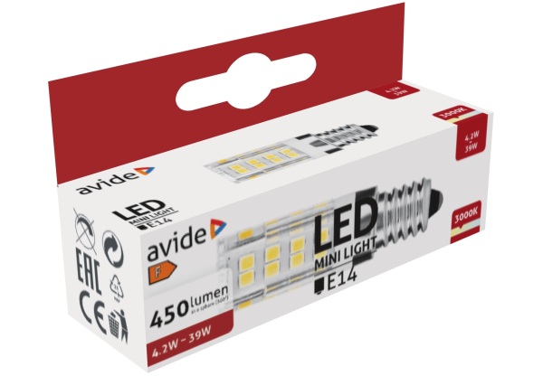 Avide LED 4.2W JD E14 WW 3000K fekvő Kapszula