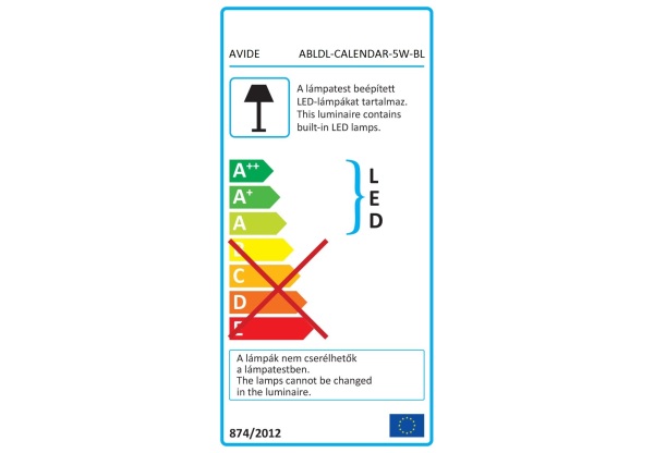 Avide LED Asztali Lámpa Naptár Fekete 5W LEDes