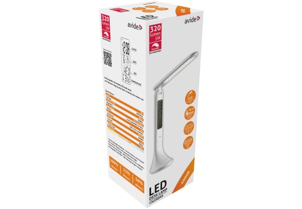 Avide LED Asztali Lámpa Naptár Fehér 5W LEDes