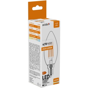 Avide LED Filament Candle 5.9W E14 WW 2700K Fényerőszabályozható Gyertya