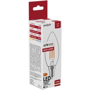 Avide LED Filament Candle 5.9W E14 WW 2700K Fényerőszabályozható Gyertya