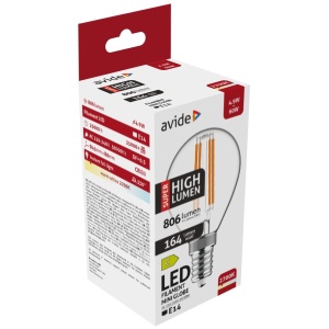 Avide LED Filament Mini Globe 4.9W E14 WW 2700K Super High Lumen Mini Gömb