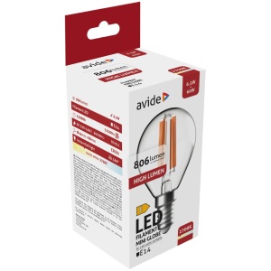 Avide LED Filament Mini Globe 6.5W E14 WW 2700K High Lumen Mini Gömb