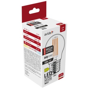 Avide LED Filament Mini Globe 4.9W E27 WW 2700K Super High Lumen Mini Gömb