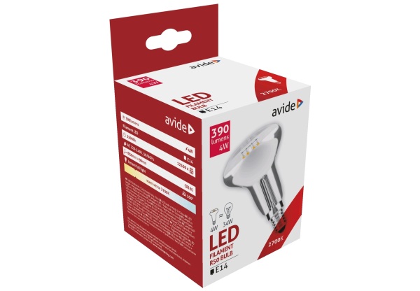 Avide LED Filament R50 4W E14 160° WW 2700K Speciális