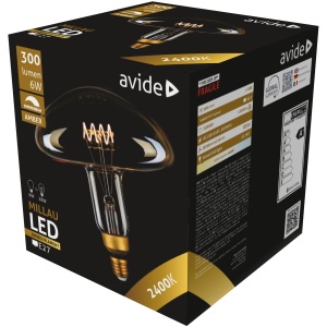 Avide LED Jumbo Filament Millau 200x210mm Amber 6W E27 2400K Fényerőszabályzós Jumbo