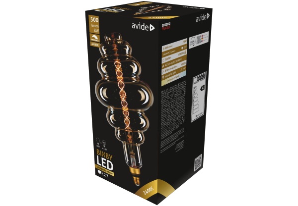 Avide LED Jumbo Filament Bixby 200x410mm Amber 8W E27 2400K Fényerőszabályzós Jumbo