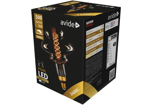 Avide LED Jumbo Filament Pearl 160x210mm Amber 8W E27 2400K Fényerőszabályzós Jumbo