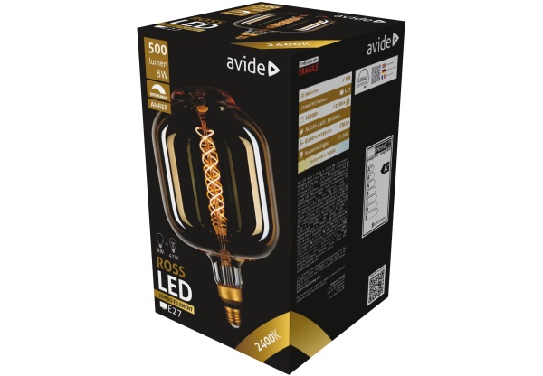 Avide LED Jumbo Filament Ross 180x295mm Amber 8W E27 2400K Fényerőszabályzós Jumbo