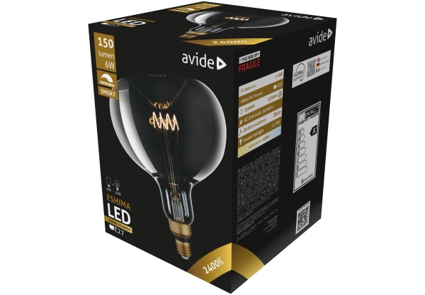 Avide LED Jumbo Filament Eshima 190x255mm Smoky 6W E27 2400K Fényerőszabályzós Jumbo