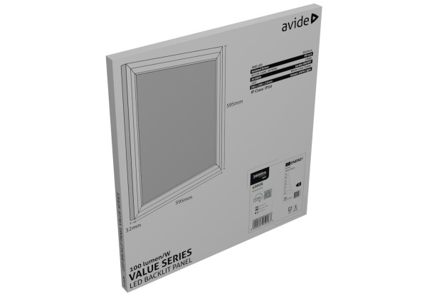 Avide LED Panel 600x600mm 36W NW 4000K 100lm/W Value Range Backlit Value