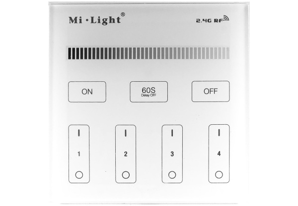 Avide LED Szalag 12-24V Fényerőszabályzó 4 Zónás RF Beépíthető /AC180-240V/ Érintőpaneles Távirányító Egyszínű