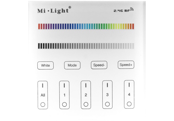Avide LED Szalag 12-24V RGB+W 4 Zónás RF Beépíthető /AC180-240V/ Érintőpaneles Távirányító RGB+W