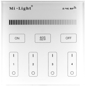 Avide LED Szalag 12-24V Fényerőszabályzó 4 Zónás RF Falra Szerelhető /2xAAA/ Érintőpaneles Távirányító Egyszínű