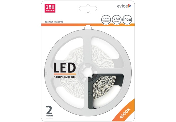 Avide LED Szalag Bliszter 12V 4.8W SMD2835 60LED 4000K IP20 2m Szettek