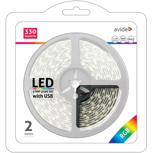 Avide LED Szalag Bliszter 12V 22W SMD5050 30LED címezhető IC RGB IP65 5m + Prg.távirányító Szettek