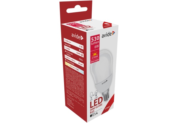 Avide LED Globe Mini B45 6W E14 EW 2700K Mini Gömb