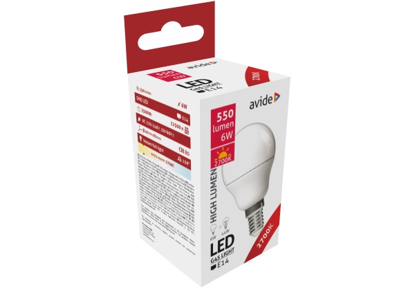 Avide LED Globe Mini G45 6W E14 EW 2700K Mini Gömb