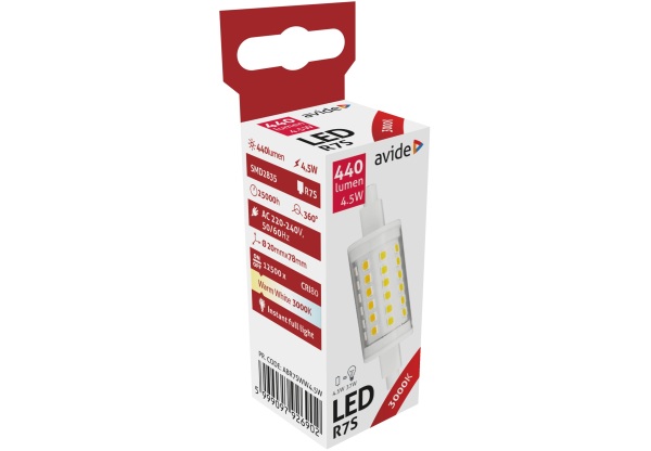 Avide LED 4.5W R7S 20x78mm WW 3000K Lineáris