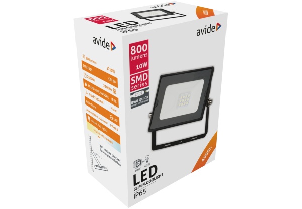 Avide LED Reflektor Slim SMD 10W NW 4000K Gyorscsat. Gyorscsatlakozós