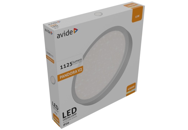 Avide LED Mennyezeti Lámpa Pandora V2 Csillagos Ezüst 15W 280*40mm NW 4000K 15W