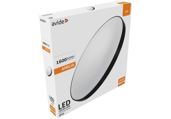 Avide LED Mennyezeti Lámpa Amelia Fekete 18W 355*65mm NW 4000K 18W