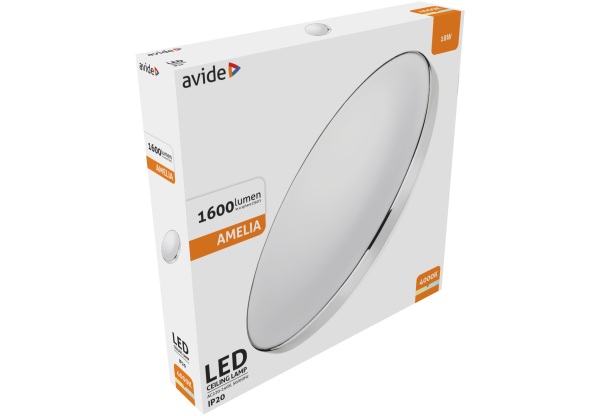 Avide LED Mennyezeti Lámpa Amelia Króm 18W 355*65mm NW 4000K 18W