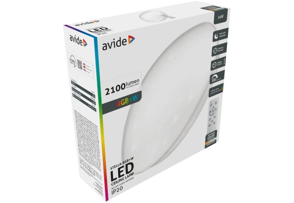 Avide LED Mennyezeti Lámpa Stella 24W RGB+W Távirányítóval Távirányítós