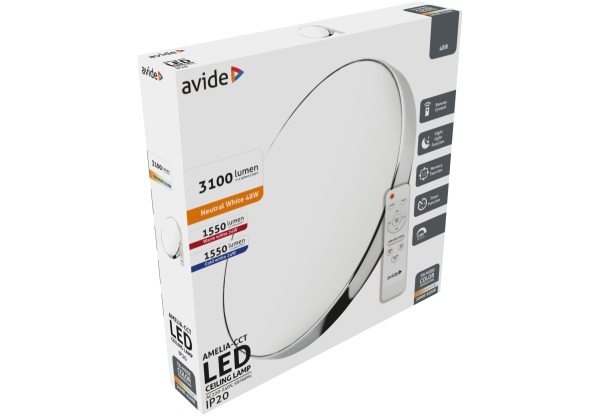 Avide LED Mennyezeti Lámpa Amelia-CCT 48W Távirányítóval Távirányítós