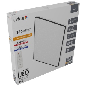 Avide LED Mennyezeti Lámpa Mia-CCT Csillagos 48W (24+24) 420*50mm Távirányítóval Távirányítós
