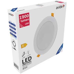Avide LED Beépíthető Kerek Mennyezeti Lámpa Műanyag 18W CW 6400K Kerek